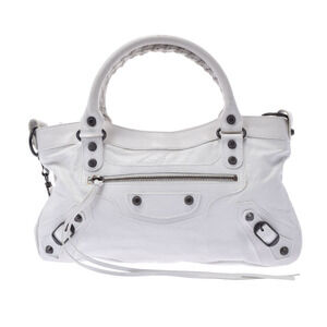 BALENCIAGA The First White Lambskin Handbag
